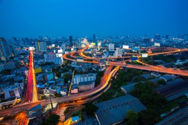 Arial kenti Bangkok ana trafik ve hızlı şekilde 