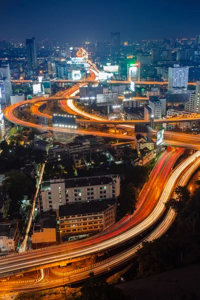 Arial view of Bangkok city with main traffic and express way at