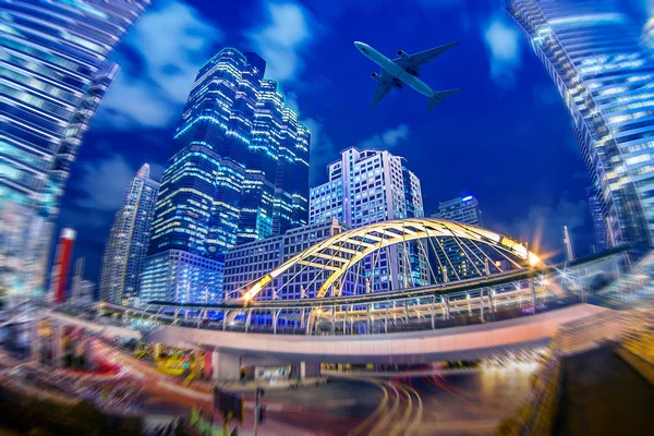 Bangkok Cityscape, Business district with high building and airp — Stock Photo, Image