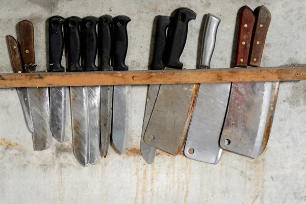 Set Knives Hanging Wall — Stock Photo, Image