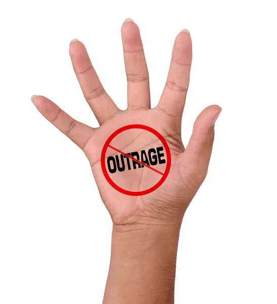 Hand Word Outrage — Stock Photo, Image