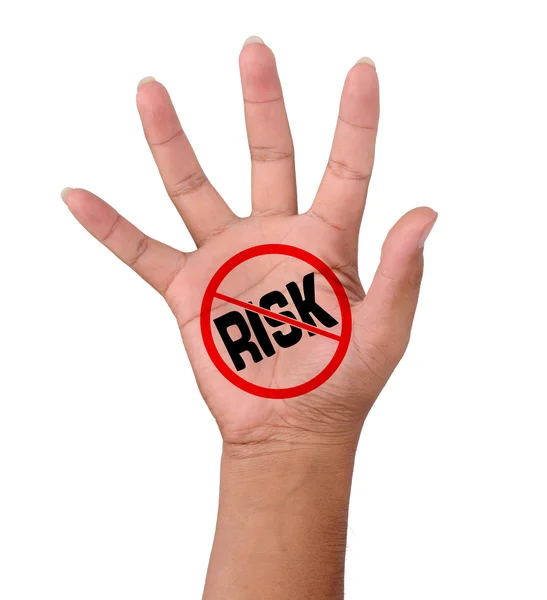 Hand Und Wort Kein Risiko — Stockfoto