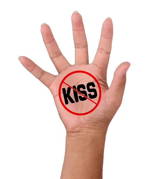 Χέρι Και Word Δεν Φιλί — Φωτογραφία Αρχείου