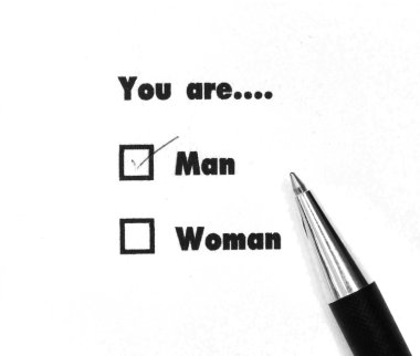 Erkek ve kadın onay kutularını mürekkep baskı, onay adam