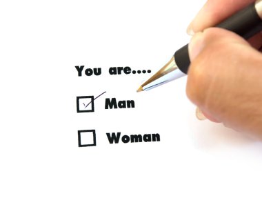 Erkek ve kadın onay kutularını mürekkep baskı, onay adam