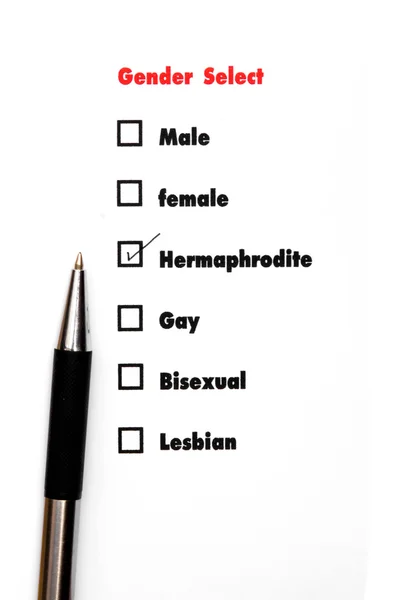 Pohlaví Vybrat Volbu Zkontrolujte Hermaphodite Sex Koncepce — Stock fotografie