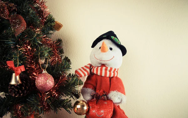 Hóember Karácsonyfa — Stock Fotó