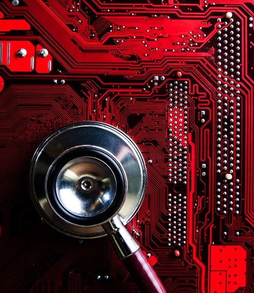 Rotes Mainboard Mit Headset — Stockfoto