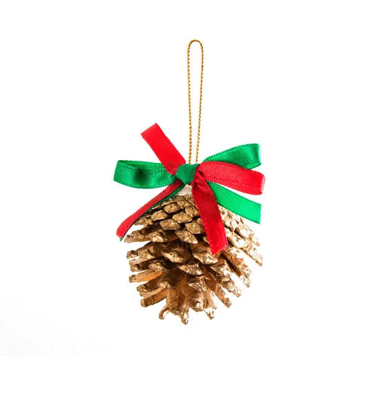 Pine Cones Ribbon Christmas — Stock Photo, Image