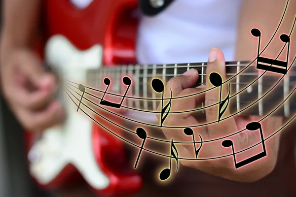 Hand Speelt Gitaar — Stockfoto