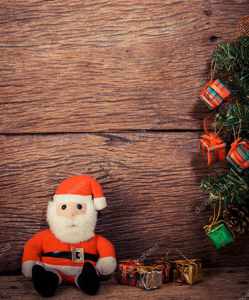 Wooden gift box santa claus christmas