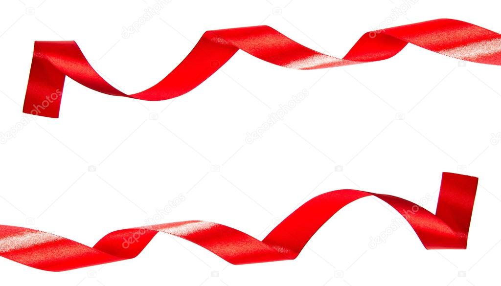 red ribbon isolated on white background 