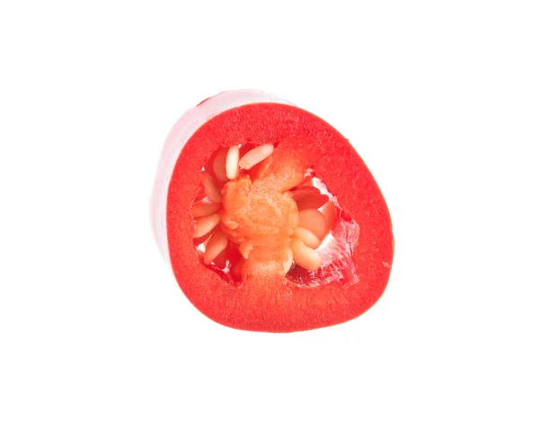 Pimenta Picante Vermelha Fatiada Isolada Branco — Fotografia de Stock