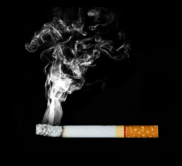 Smoking Cigarette Black Background — Stock Photo, Image