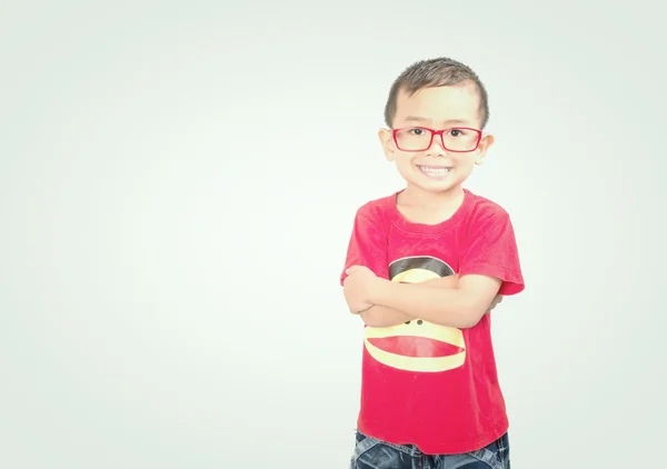 Kleiner Junge Mit Brille Fehlverhalten — Stockfoto