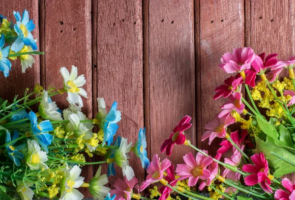 Summer Flowers Wood Texture Background — Stock Photo, Image