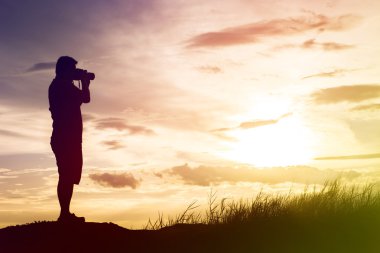 Fotoğrafçı Siluet, bir görünüm fotoğrafı çek