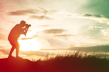 Fotoğrafçı Siluet, bir görünüm fotoğrafı çek
