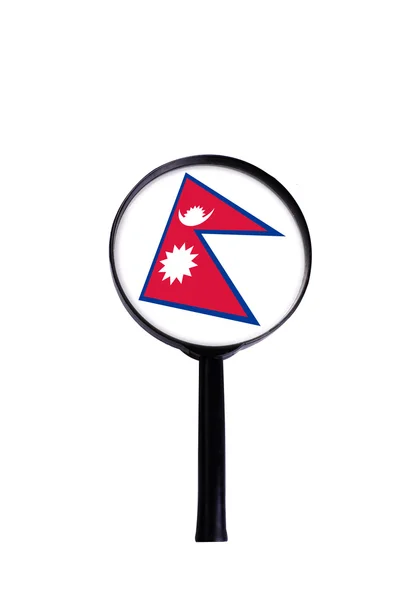Lupa Com Bandeira Nepal — Fotografia de Stock