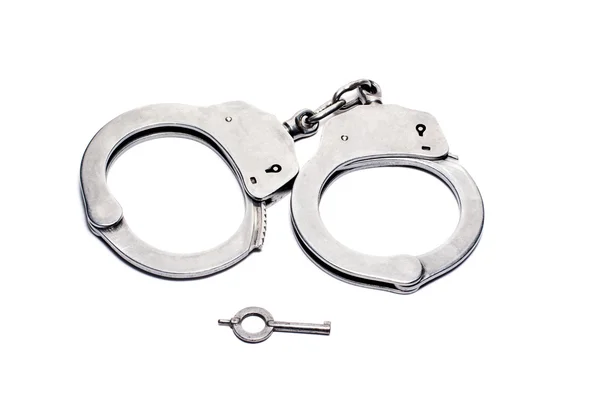 Handcuffs Isolated White Blackground — Stock Photo, Image