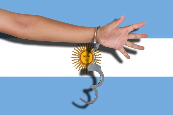 Esposas Con Mano Bandera Argentina — Foto de Stock