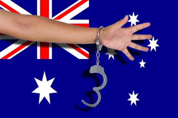 Esposas Con Mano Bandera Australia — Foto de Stock