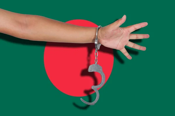 Algemas Com Mão Bandeira Bangladesh — Fotografia de Stock