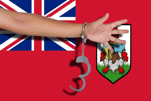 Handboeien Met Hand Vlag Van Bermuda — Stockfoto