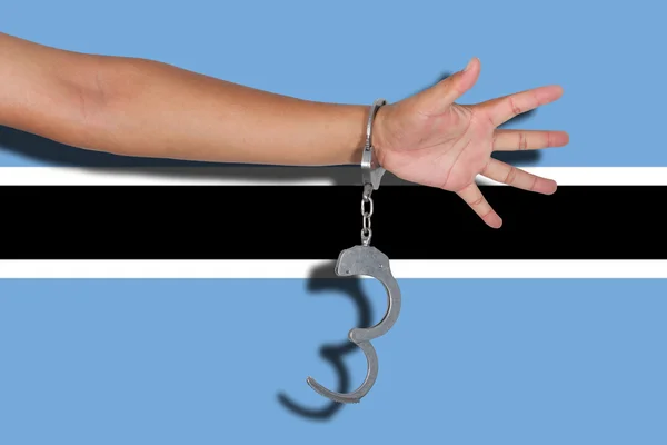 Handboeien Met Hand Vlag Van Botswana — Stockfoto