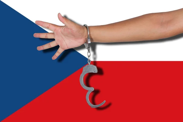 Kelepçeler Konusunda Çek Cumhuriyeti Bayrağı — Stok fotoğraf