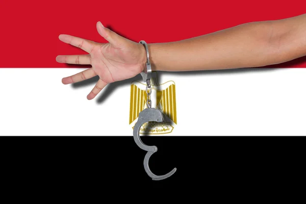 Handcuffs Hand Egypt Flag — Stock Photo, Image