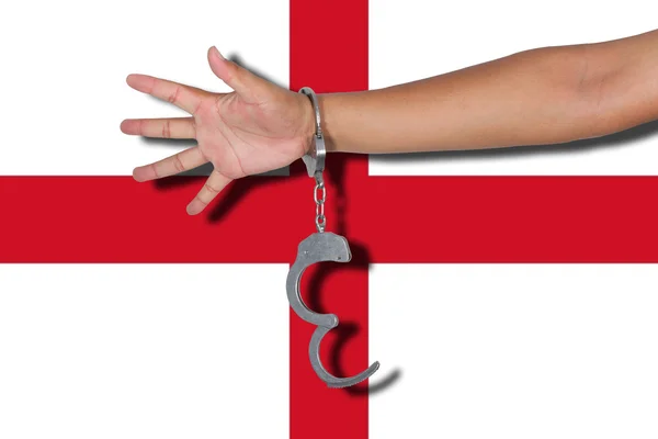 Handschellen Mit Hand Englands Flagge — Stockfoto