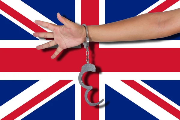 Handcuffs Hand United Kingdom Flag — Stock Photo, Image