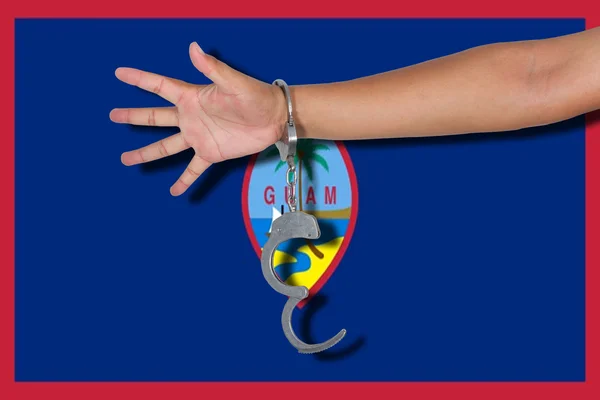 Handcuffs Hand Guam Flag — Stock Photo, Image