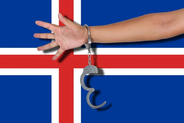 アイスランドの国旗に手を手錠 — ストック写真