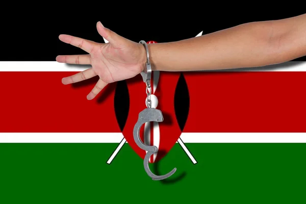 Χειροπέδες Χέρι Για Σημαία Της Κένυας — Φωτογραφία Αρχείου