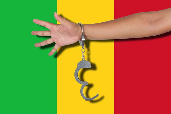 Menottes Main Sur Drapeau Mali — Photo