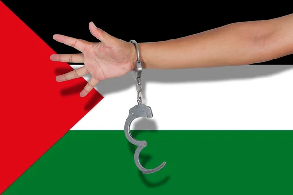 Cătușe Mâna Steagul Palestinei — Fotografie, imagine de stoc