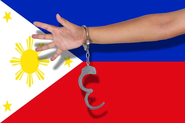Algemas Com Mão Bandeira Das Filipinas — Fotografia de Stock