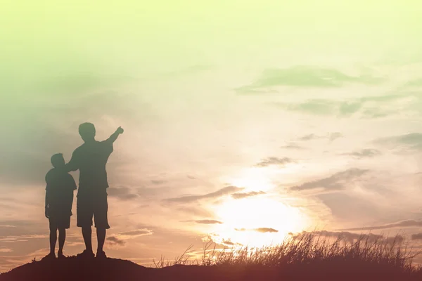 Father Son Looking Future Silhouette Concept — Stock Photo, Image