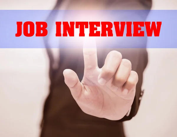 Zakelijke Vrouw Touch Job Interview Tekst — Stockfoto