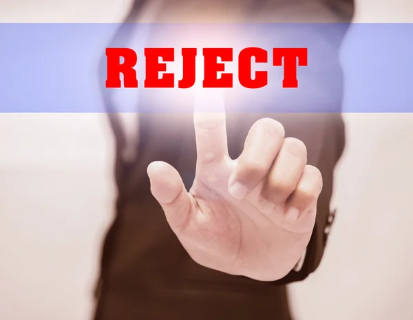 Mujer Negocios Toque Reject Texto —  Fotos de Stock