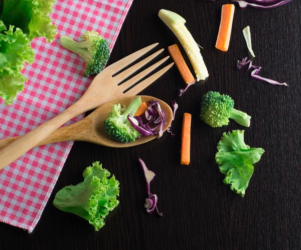 Las Verduras Mixtas Tienen Una Zanahoria Brócoli Coliflor Col Púrpura — Foto de Stock