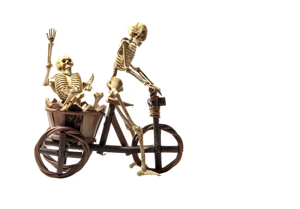 Divertido esqueleto pillion conducción — Foto de Stock