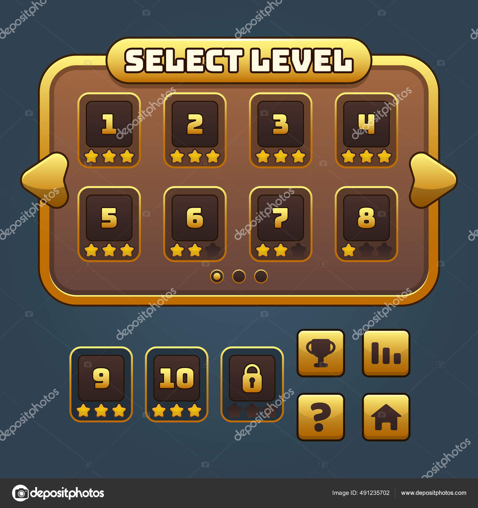 Free Vector  Complete set of menu button game pop-up, icon