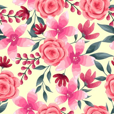 Çiçek dalı seti. Çiçek kırmızısı, pembe gül, yeşil yapraklar. Çiçekli düğün konsepti. Çiçek posteri, davet. Tebrik kartı veya davet tasarımı için vektör düzenlemeleri