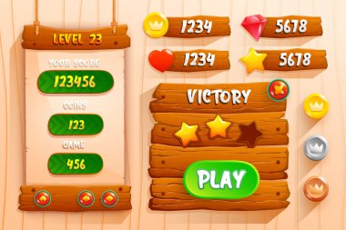 Ortaçağ RPG video oyunları oluşturmak için tüm set puanlama düğmesi, simge, pencere ve unsurları için parlak renkler tasarımı