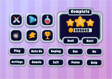 Puanlama düğmesi açılır, simge, pencere ve elementlerin tamamlanması için tasarım