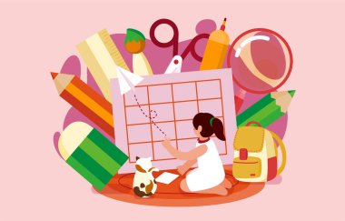 Sevimli çocukların çizimleri, çizimleri, çizimleri ve öğrenmeleri ve yeni şeyler keşfettikleri büyük, izole edilmiş karakter çizimi. 