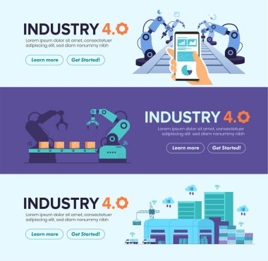 Smart Factory otomasyonu. Özerk endüstriyel teknoloji. Sanayi devrimleri basamakları. Sektör 4.0 konsepti. 